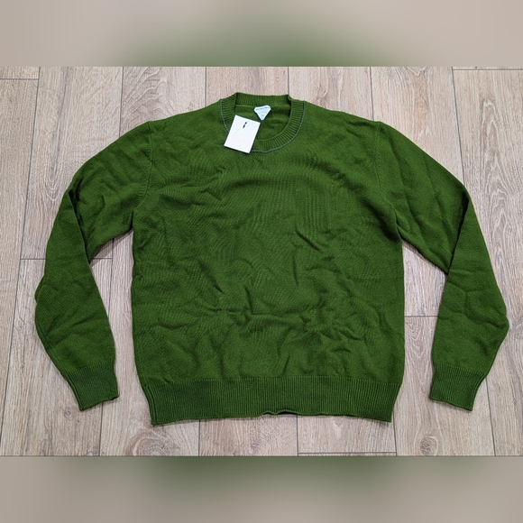 $1700 Mens Bottega Veneta Cashmere Crewneck Sweater Jalepeno Green Large - Picture 1 of 6